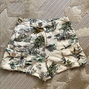 Floral Print Women's Linen Blend Shorts